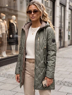 Dámská prošívaná přechodová bunda s kapucí, zelená, FashionStreet TY5770
