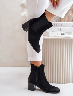 Zateplené dámské boty na podpatku černé Radeya