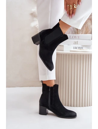 Zateplené dámské boty na podpatku černé Radeya