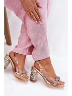 Průhledné Sandály Na Podpatku D&A MR51-705 Zlaté