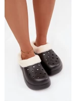Dámské pěnové pantofle zateplené kožíškem – černé Palvine