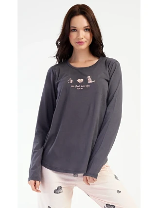 Dámské pyžamo dlouhé Kočka Dámské pyžamo dlouhé Kočka