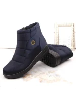 Novinky W EVE437B tmavě modré sněhule na podpatku