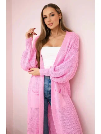Svetr dlouhý kardigan světle růžová Svetr dlouhý kardigan světle růžová