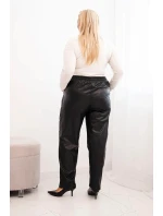 Dámské kalhoty Plus Size zateplené z ekokůže s vysokým pasem černé Dámské kalhoty Plus Size zateplené z ekokůže s vysokým pasem černé