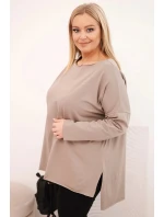 Dámská bavlněná blůza Plus Size asymetrická s dlouhým rukávem fango