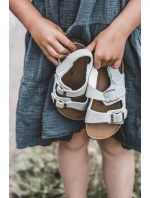 Dětské sandálky na korkové platformě se suchým zipem šedé Rorria