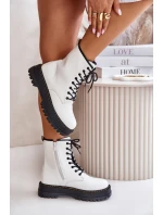 Zateplené boty worker z eko kůže na zip bílé Naleli Zateplené boty worker z eko kůže na zip bílé Naleli