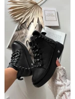 Kožené dámské kotníčkové boty na platformě s vyhříváním Artiker 55C0809 Černé