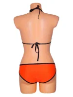 Dámské plavky dvoudílné sexy bikiny TRIANGLE zdobené černými lemy oranžové - Oranžová - OEM