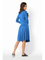 Letní šaty dámské ve volném střihu značkové středně dlouhé modré - Modrá - Makadamia Letní šaty dámské ve volném střihu značkové středně dlouhé modré - Modrá - Makadamia