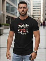 Pánské bavlněné tričko s retro potiskem černé FashionStreet NX5094R
