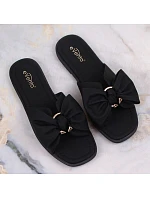 Dámské ploché žabky s mašlí černé eVento 5479