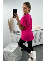 Bavlněná halenka s kapsou fuchsiová