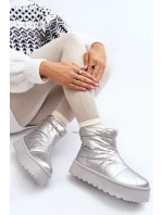 Dámské sněhule na masivní platformě stříbrné Fionia