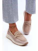 Dámské semišové mokasíny D&A TW210 Beige