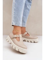 Kožené Polobotky S Přezkou Zazoo 20183 Béžové Kožené Polobotky S Přezkou Zazoo 20183 Béžové