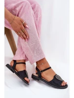 Dámské Sandály Na Plochém Podpatku S Ozdobou S.Barski KV51-098 Černé