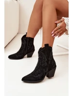 Zateplené Dámské Kotníkové Boty S Dekorací Černé Lelira