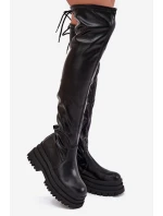 Dámské Kozačky Po Kolena Na Masivní Platformě Černé Erisna