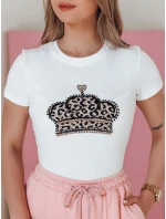 Dámské tričko s korunkou BLINGESSO bílé FashionStreet RY2878