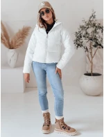 Dámská krátká péřová bunda GLAMVO s kapucí bílá FashionStreet TY4952