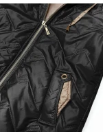 Pikowana kurtka damska z kapturem Goodlookin czarna (B8596-1)