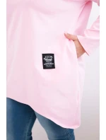 Dámská halenka Plus Size s prodlouženým zadním dílem a dlouhým rukávem bonbónově růžová