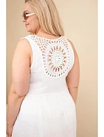 Dámské šaty Plus Size z viskózy s krajkou bez rukávů bílá