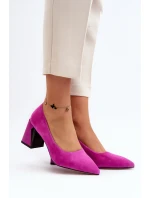 Sametové lodičky na podpatku Fuksiová Alessyndra