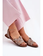 Zazoo 40185 Pohodlné Kožené Nazouvací Sandály Tmavě Béžové