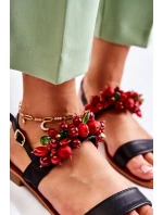 Módní sandály s korálky Černá Hally