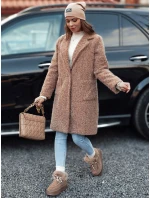 Dámský kabát z jehněčí kůže MOODLAY dlouhý béžový FashionStreet NY0726 Dámský kabát z jehněčí kůže MOODLAY dlouhý béžový FashionStreet NY0726