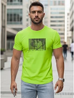 Pánské tričko FashionStreet s potiskem v limetkově zelené barvě NX5014R Pánské tričko FashionStreet s potiskem v limetkově zelené barvě NX5014R