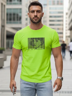 Pánské bavlněné tričko s potiskem limetkově zelené FashionStreet NX5014R