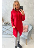 Červená tunika nadměrné velikosti s obálkovou přední částí