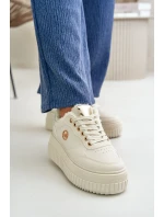 Sneakersy Dámské Sportovní Boty Zateplené Na Masivní Podešvi Béžové Ardiela