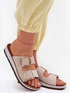 Dámské pantofle se zlatými sponami Inblu CP000061 Béžové