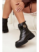 Lakované dámské workery Fiorena zateplené– černé