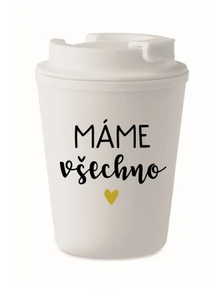 MÁME VŠECHNO - bílý termohrnek 300 ml