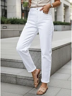 Dámské džíny s vysokým pasem balonového střihu bílé FashionStreet UY2943