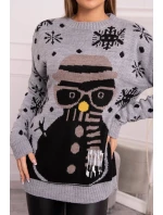 Vánoční svetr se sněhulákem šedý