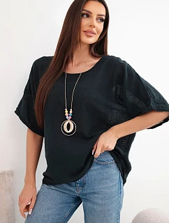 Dámská bavlněná oversize halenka s krátkým rukávem černá