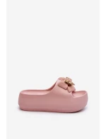 Dámské žabky s mašlí Růžové Salessa