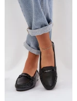 Ploché Kožené Mokasíny S Ozdobou S.Barski LR51-547 Černé