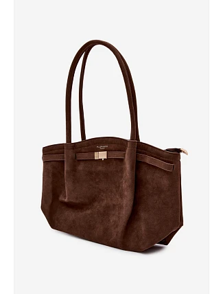 Shopper kabelka z eko semiše čokoládová Elleea