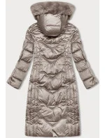 Vypasovaná dlouhá dámská zimní bunda v barvě cappuccino S'west (B8201-12)