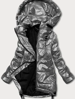 Šedá dámská bunda s odepínací kapucí (B8086-70)