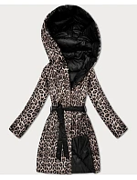 Oboustranná zimní bunda plus size černá/panther (M6-6008-1) Oboustranná zimní bunda plus size černá/panther (M6-6008-1)