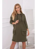 Kaki šaty s kapucí